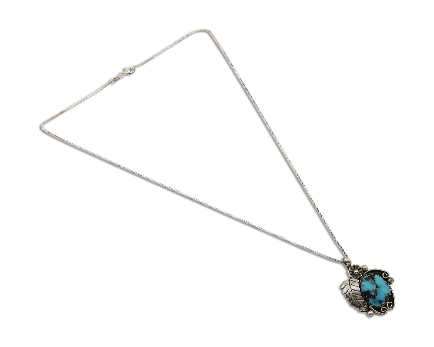 Navajo Necklace 925 Silver Natural Turquoise Native Artist C.80's