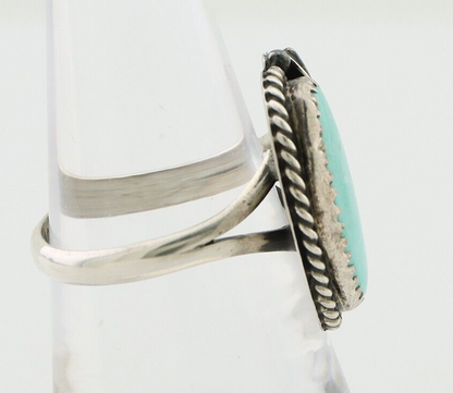 Navajo Ring 925 Silver Blue Kingman Turquoise Native American Artist C.80's