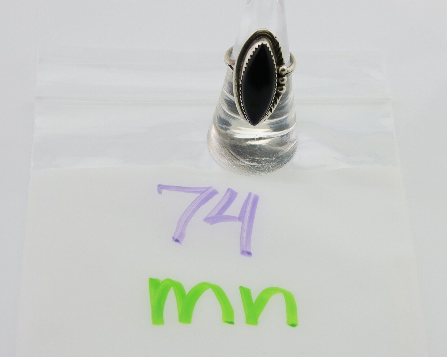 Navajo Handmade Ring 925 Silver Black Onyx Native American Artist C.80's