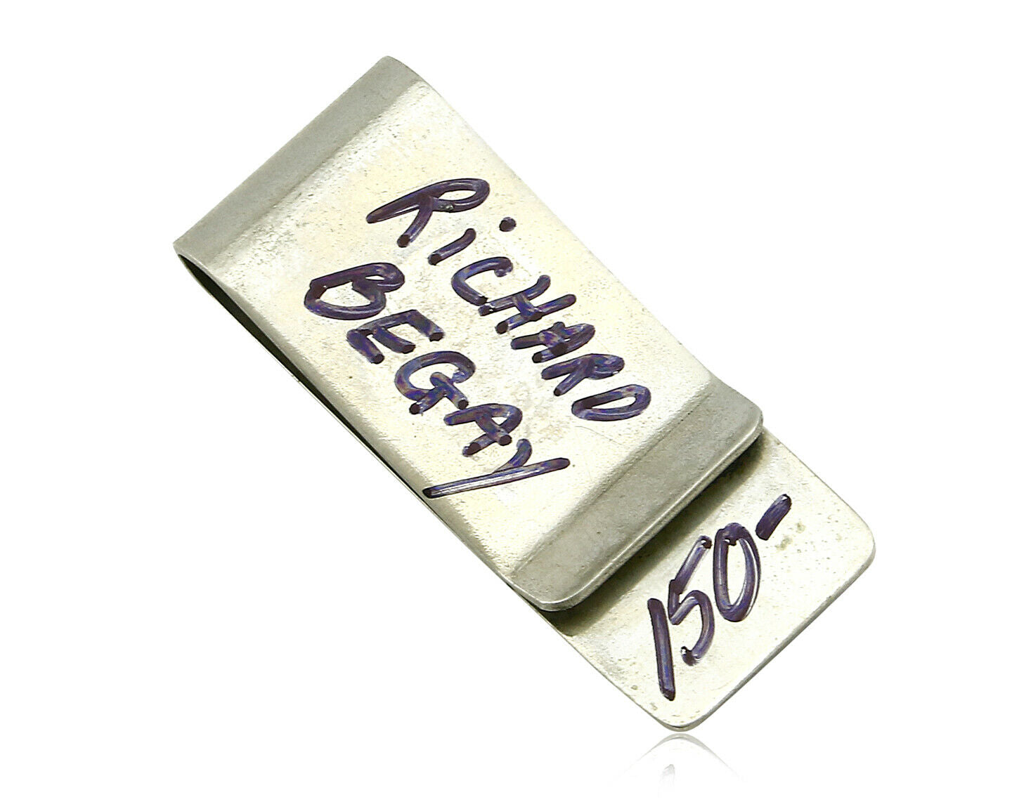 Navajo Money Clip .925 Silver & Nickle Hand Stamped Artist Richard Begay