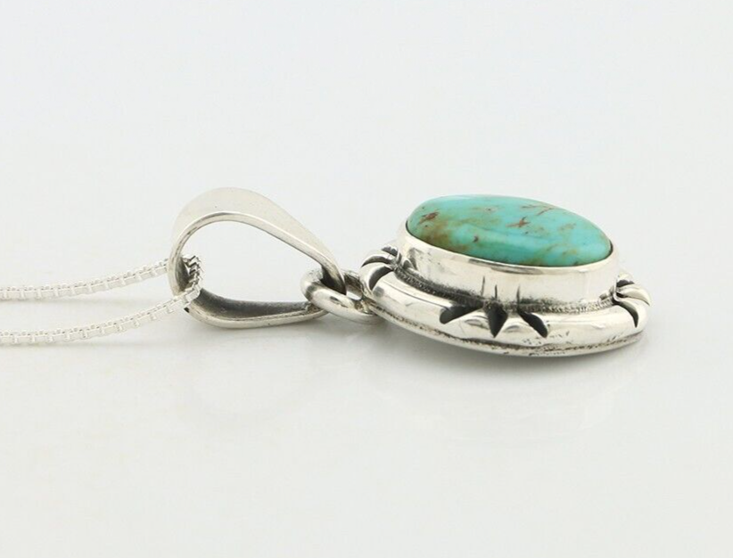 Navajo Necklace 925 Silver Arizona Turquoise Handmade Signed Gecko C.90's