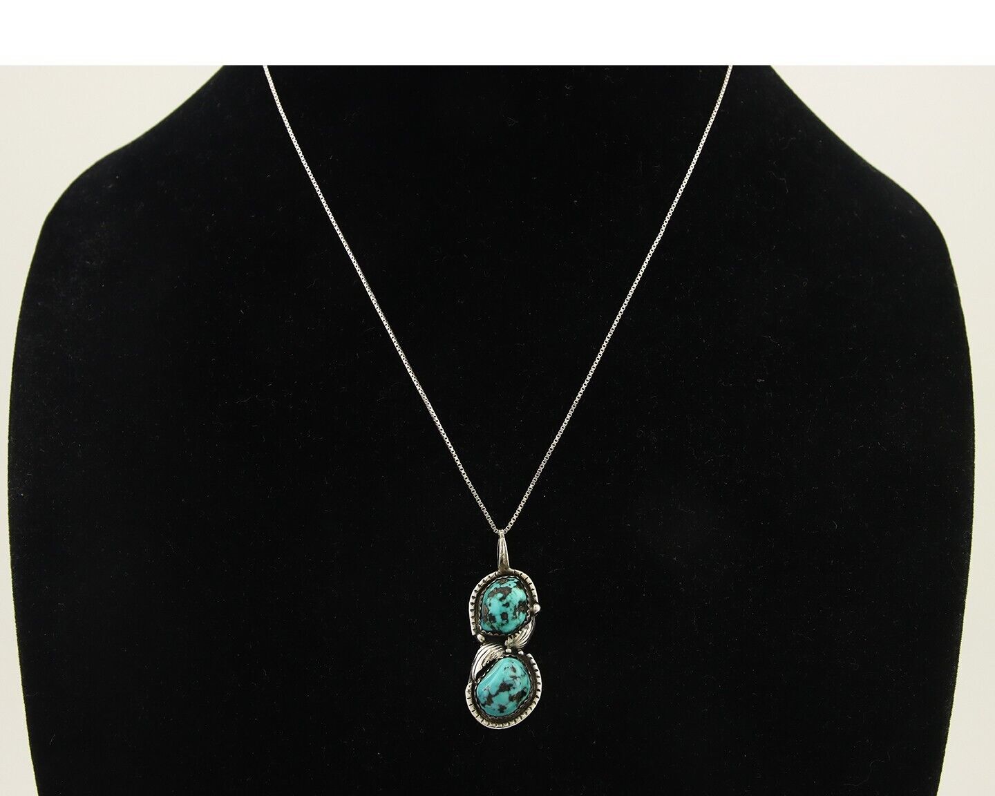 Navajo Necklace 925 Silver Natural Turquoise Artist Signed Tom Willeto C.80's
