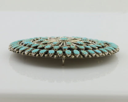 Navajo Pin Pendant 925 Silver Natural Kingman Turquoise Signed LMB C.80's