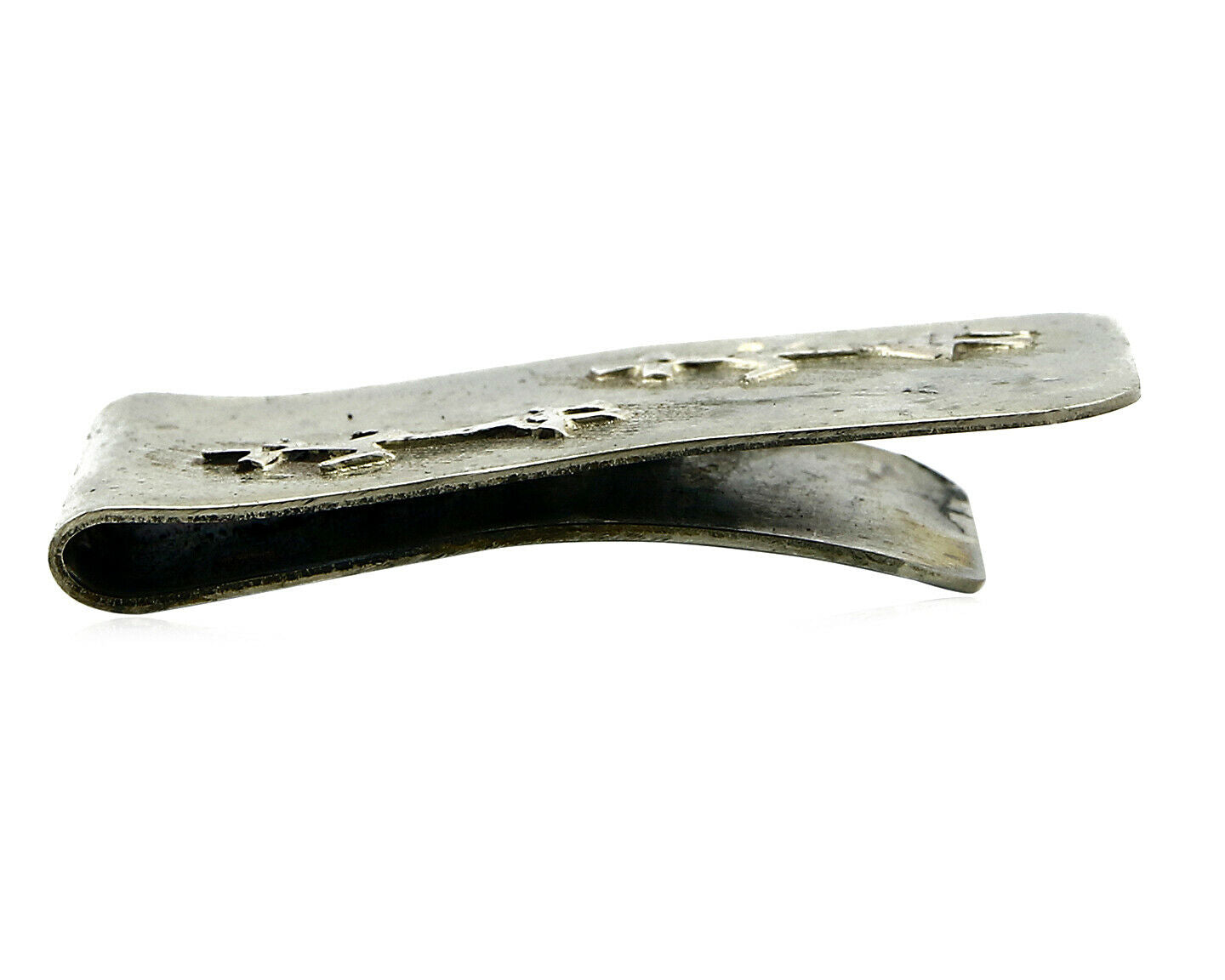 Navajo Money Clip .925 Silver & Nickle Hand Stamped Artist RB C.80's