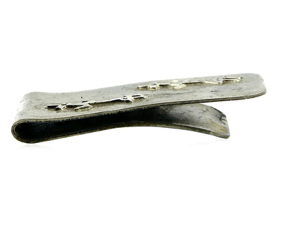 Navajo Money Clip .925 Silver & Nickle Hand Stamped Artist RB C.80's