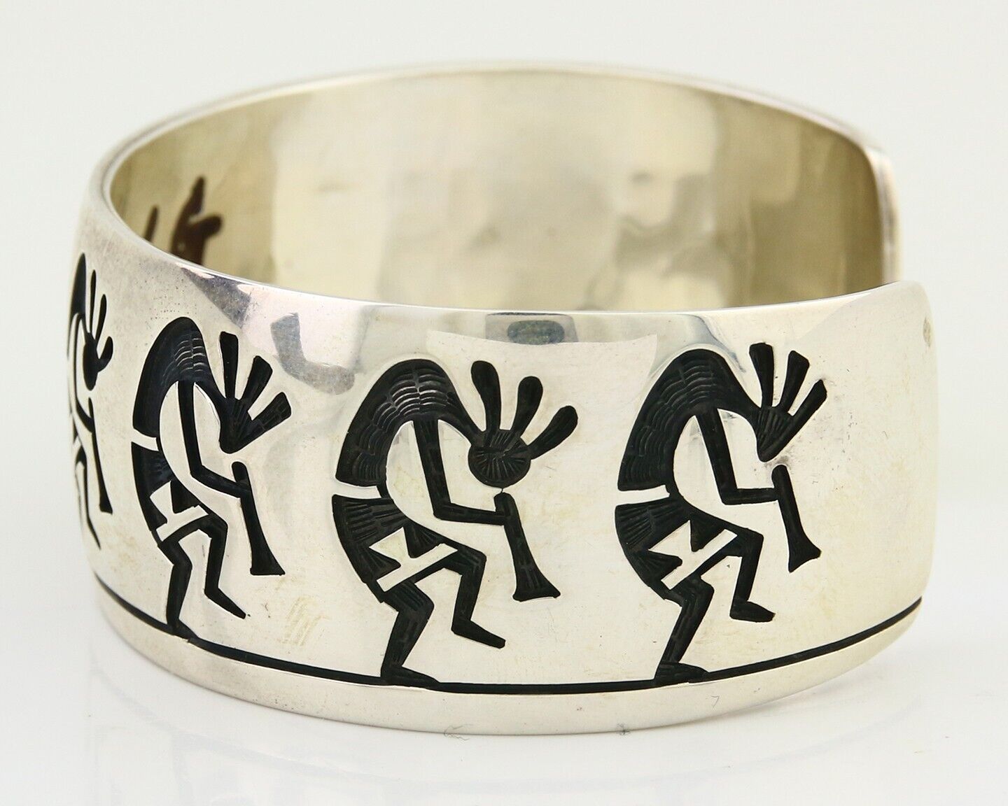 Hopi Handmade Cuff Bracelet 925 Silver Signed Alde Qumyintewa