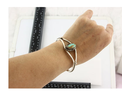 Vintage Navajo Bracelet 925 Silver Turquoise Tranditional Handmade Signed Gecko