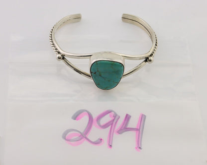 Navajo Cuff Bracelet 925 Silver Natural Blue Turquoise Artist Signed Gecko C.80s