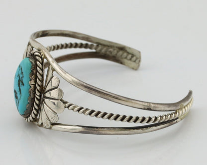 Navajo Bracelet 925 Silver Sleeping Beauty Turquoise Native American Artist C80s