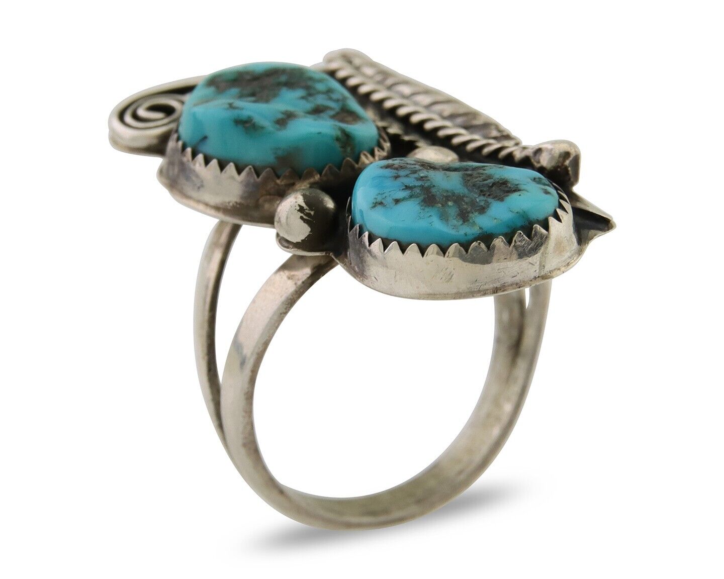 Navajo Ring 925 Silver Natural Blue Turquoise Native American Artist C.80's