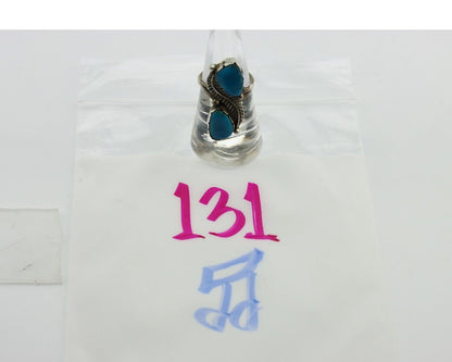 Navajo Ring 925 Silver Blue Turquoise Artist Signed K C.80's