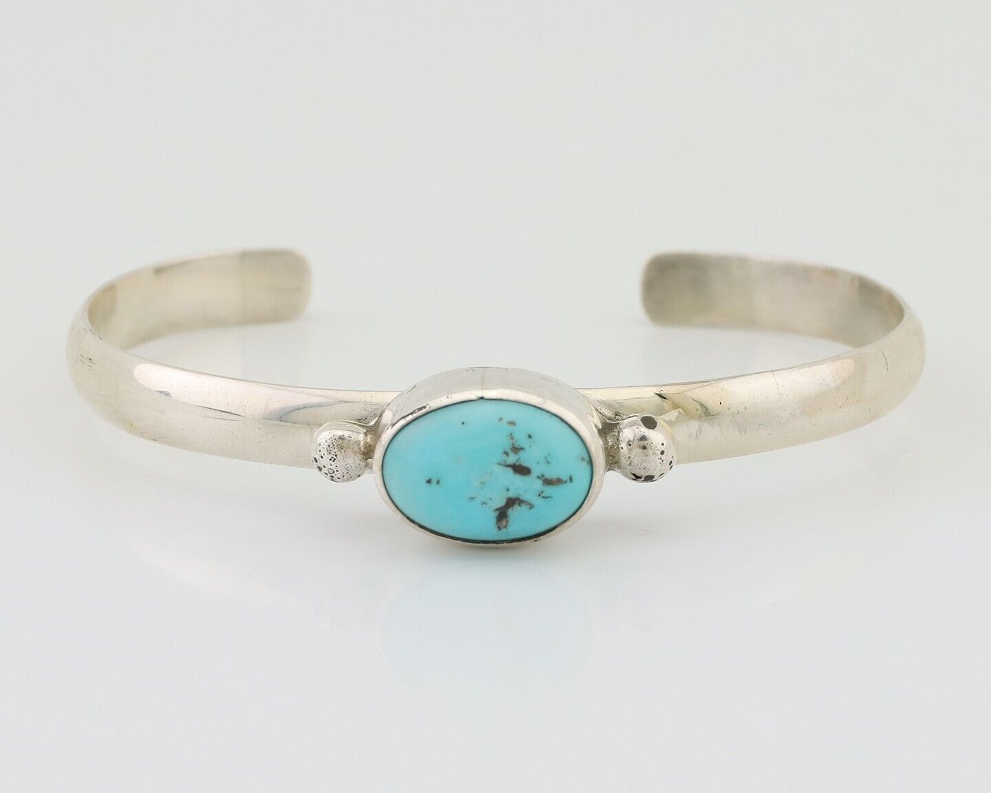 Navajo Cuff Bracelet 925 Silver Natural Blue Turquoise Native American C.80's