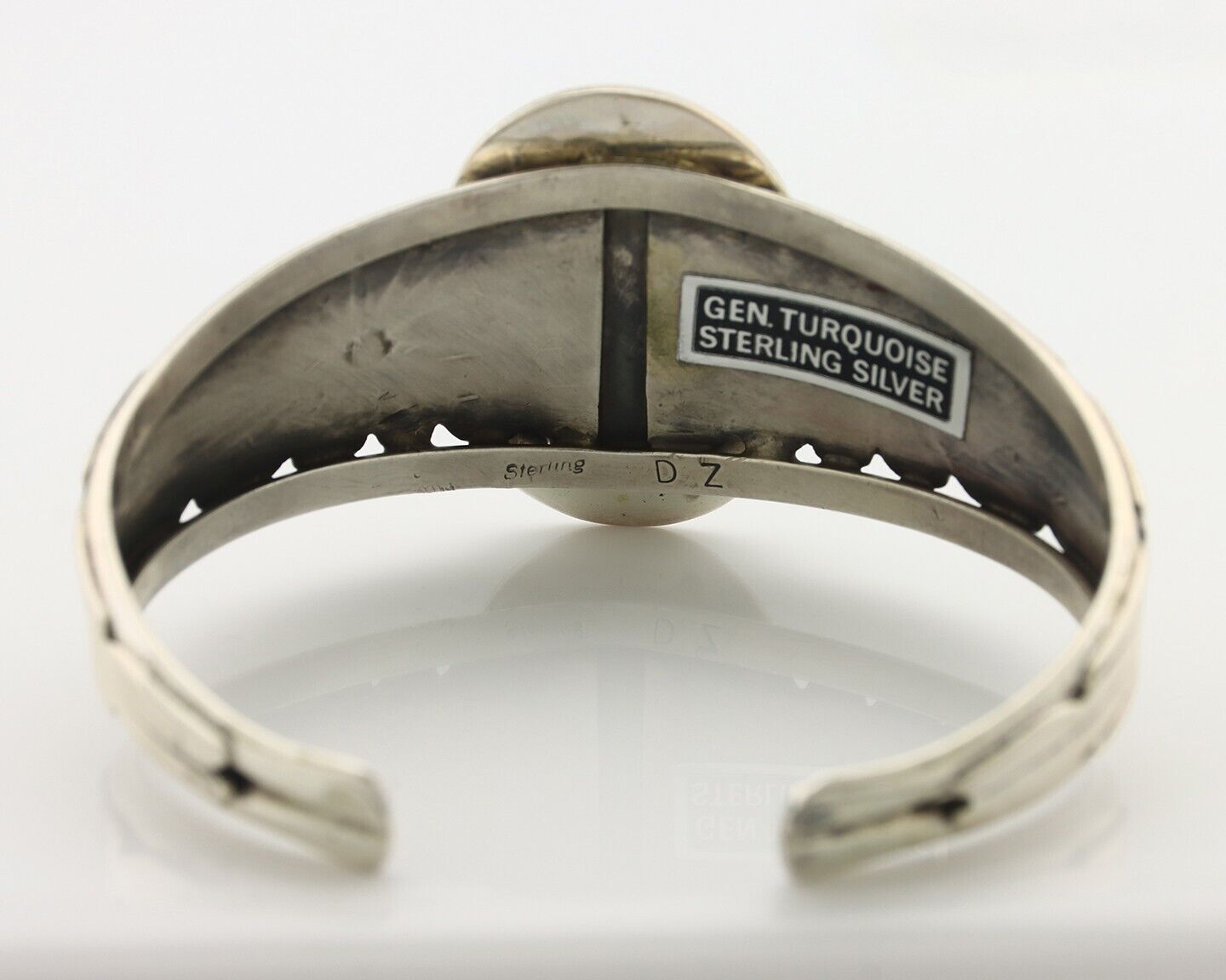 Navajo Bracelet 925 Silver Natural Fox Mine Turquoise Signed Doug Zachary C.80's