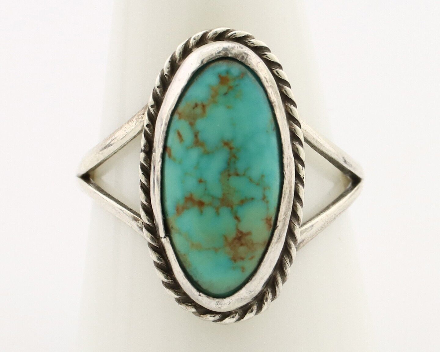 Navajo Ring 925 Silver Kingman Turquoise Artist Native American Signed C.80's