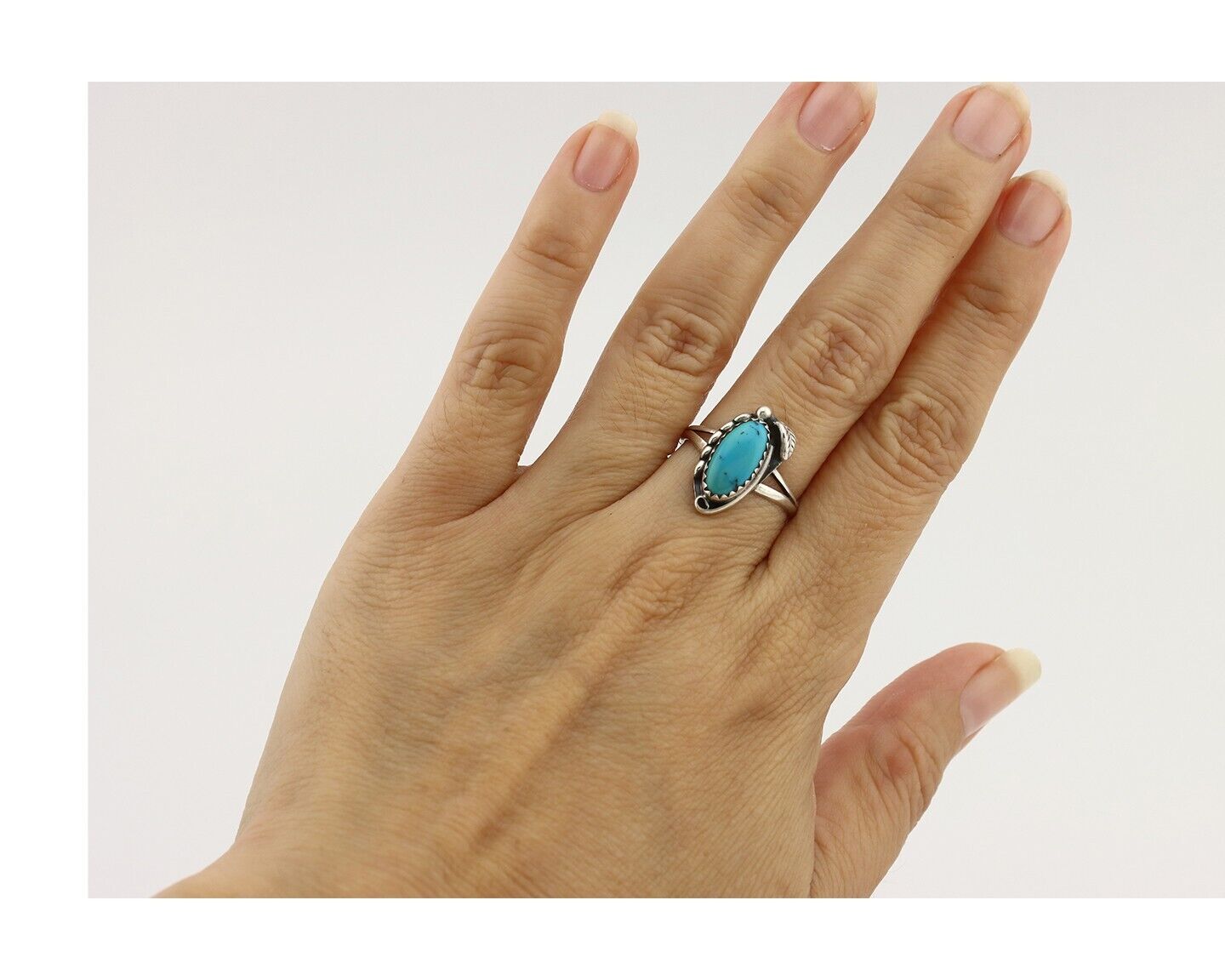 Navajo Ring 925 Silver Turquoise Artist Signed SkyStone Creations C.80's