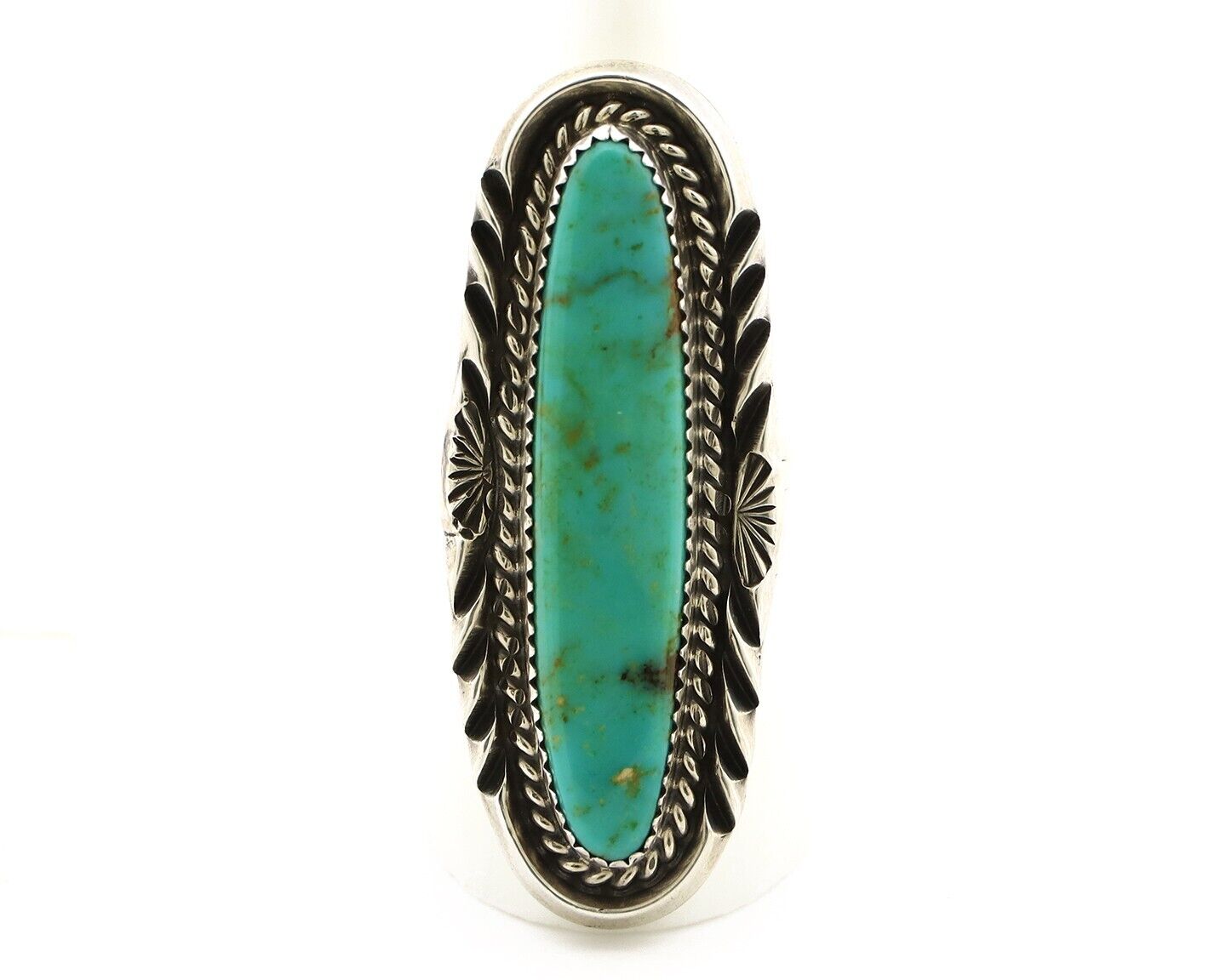 Navajo Ring 925 Silver Natural Mined Turquoise Artist Signed Mike Begay C.80's