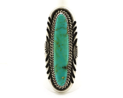 Navajo Ring 925 Silver Natural Mined Turquoise Artist Signed Mike Begay C.80's