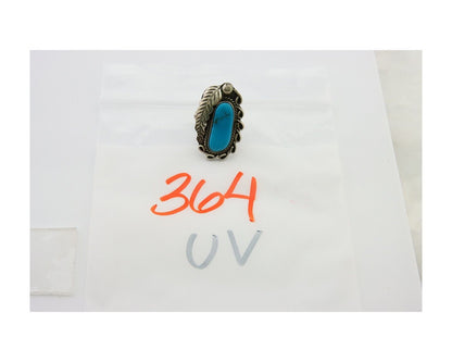Navajo Ring .925 Sterling Blue Turquoise Artist Signed EK C.80's