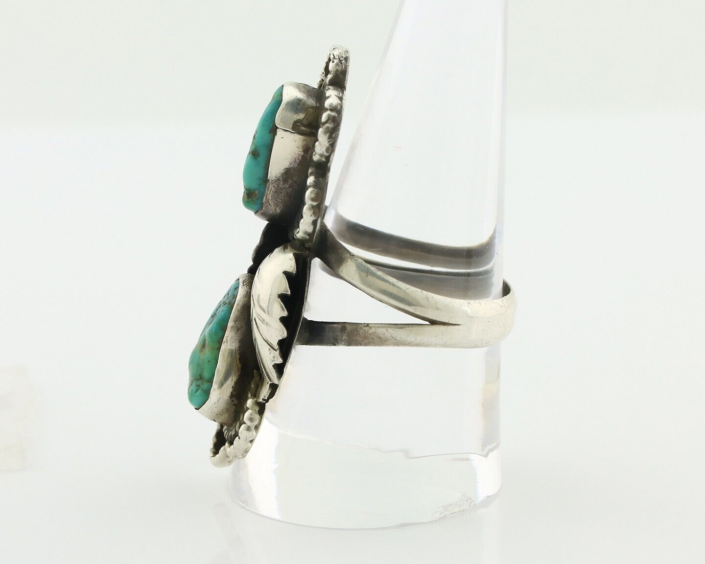 Navajo Ring .925 Silver Kingman Turquoise Aritst Signed LD C.1980's