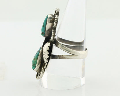 Navajo Ring .925 Silver Kingman Turquoise Aritst Signed LD C.1980's