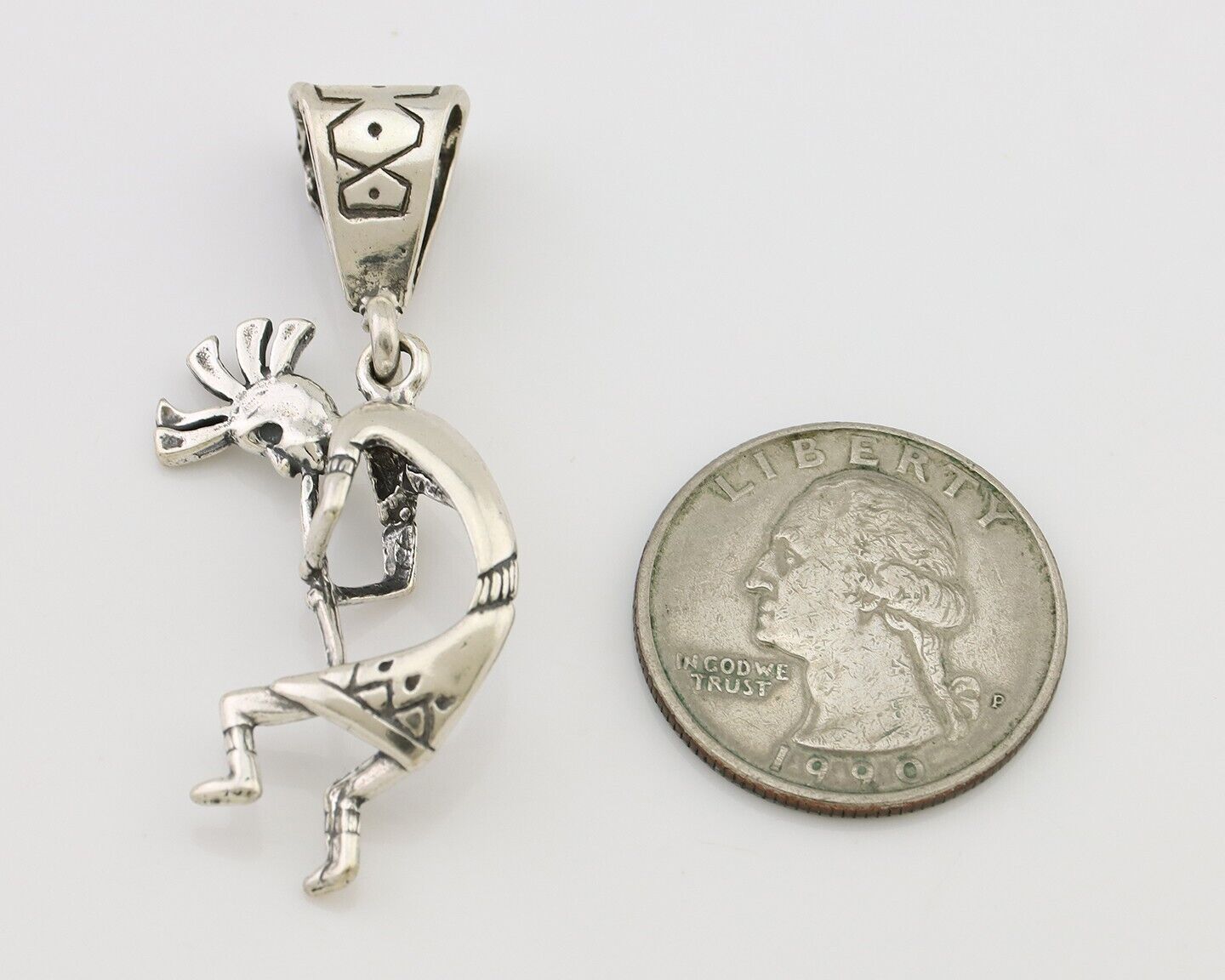 Navajo Kokopelli Pendant 925 Sterling Silver Native Artist Masha C.80's