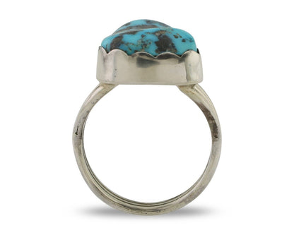 Navajo Ring 925 Silver Natural Blue Turquoise Signed Tony Guerro C.80's