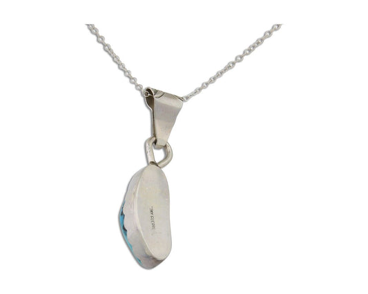 Navajo Necklace 925 Silver Blue Turquoise Artist Signed Tony Guerro C.80's