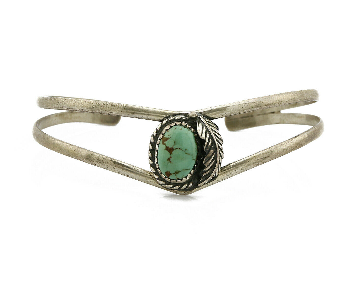 Navajo Handmade .925 Silver Natural Mined Bisbee Turquoise Cuff