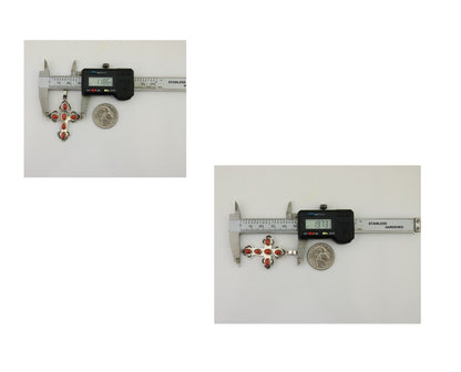 Navajo Cross Pendant 925 Silver Mediterranean Coral Artist Signed CB C.80's