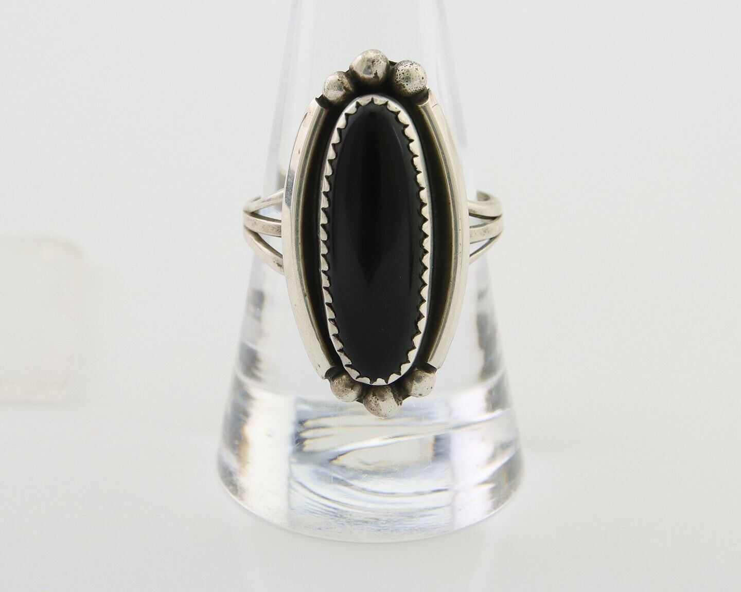 Navajo Handmade Ring 925 Silver Black Onyx Artist Signed SC C.80's