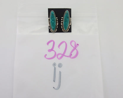 Navajo Dangle Earrings 925 Natural Turquoise Signed Wilson Padilla C.80's