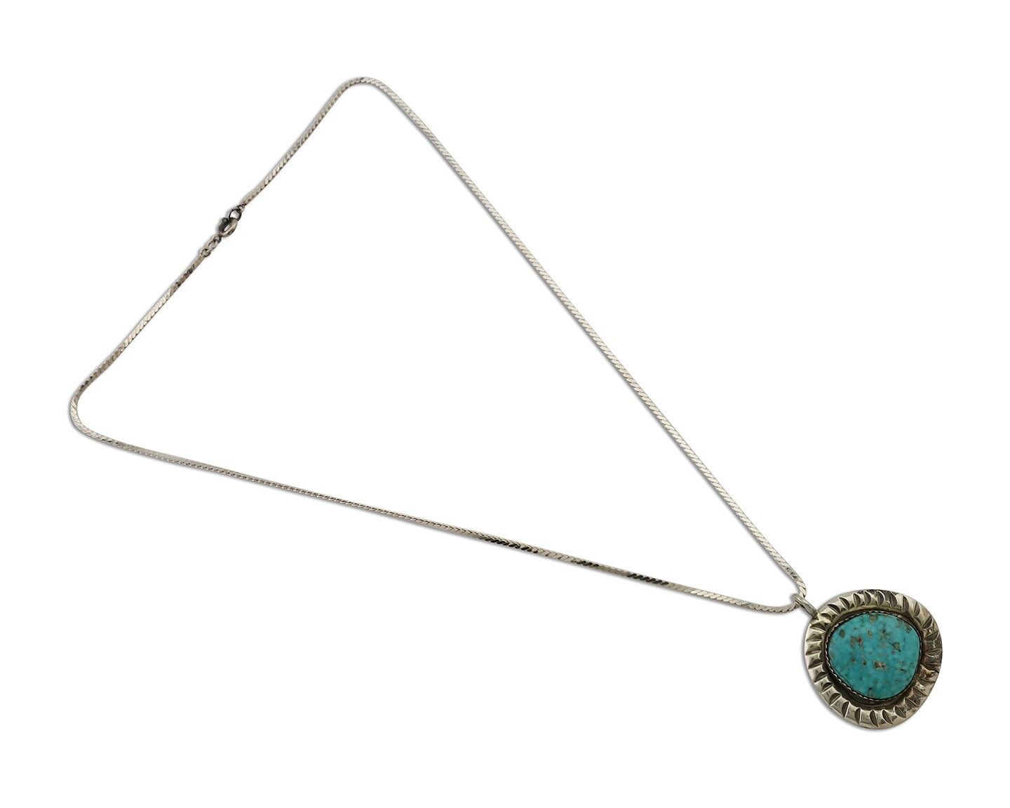 Navajo Pendant 925 Silver Natural Blue Turquoise Artist Signed Yazzie C.80's