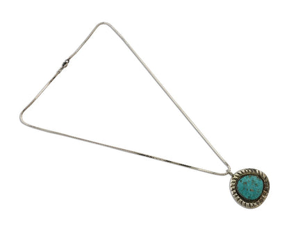 Navajo Pendant 925 Silver Natural Blue Turquoise Artist Signed Yazzie C.80's