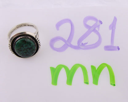 Navajo Ring 925 Silver Green Turquoise Signed William Denetdale C.80's