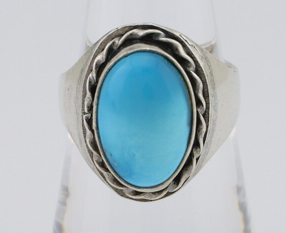 Navajo Ring 925 Silver Sleeping Beauty Turquoise Native Artist C.80's