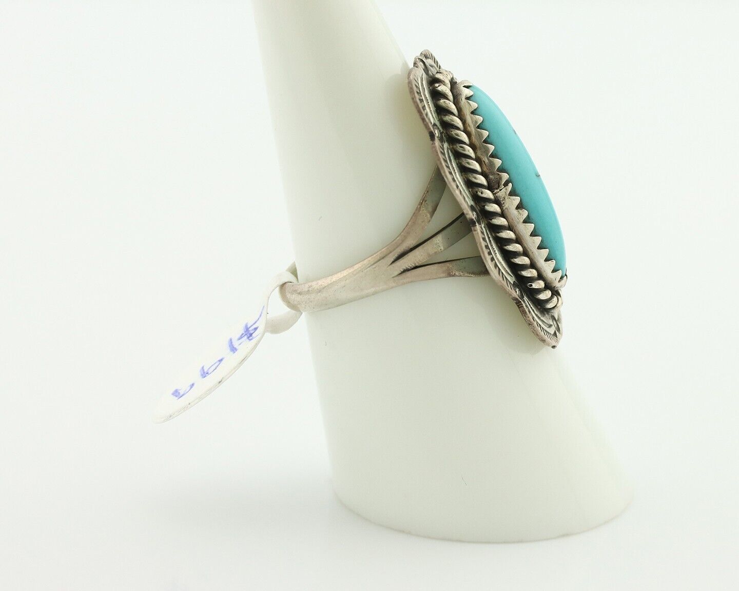 Navajo Ring .925 Silver Sleeping Beauty Turquoise Native American Artist C.80's