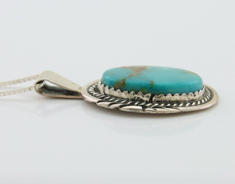 Navajo Necklace 925 Silver Natural Blue Turquoise Artist Signed Mike Begay C.80s
