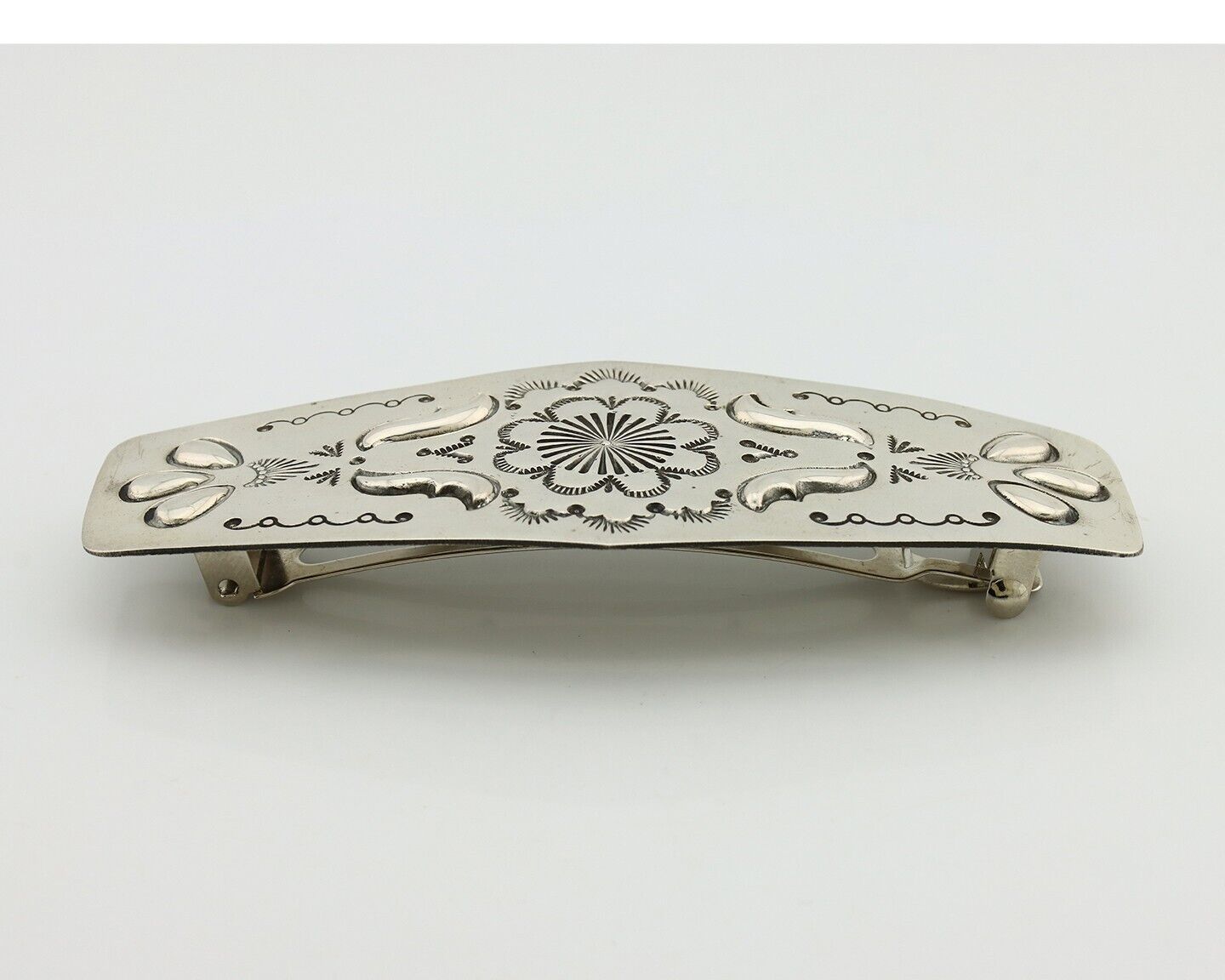 Women's Navajo Hair Clip Hand Stamped 925 Silver Artist Signed MY C.80's