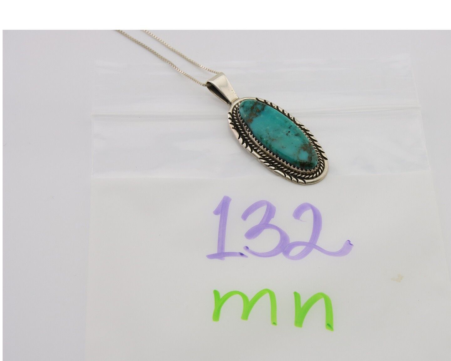 Navajo Necklace 925 Silver Natural Turquoise Artist Signed Mike Begay C.80's