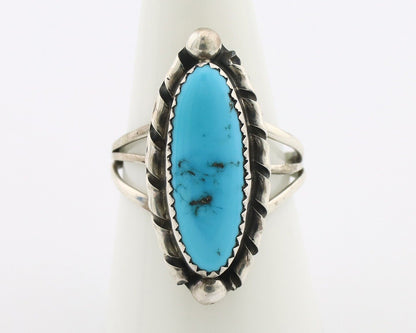Navajo Ring .925 Silver Sleeping Beauty Turquoise Signed SkyStone Creations C80s