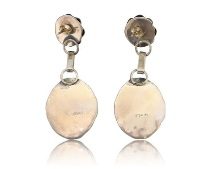 Navajo Dangle Earrings 925 Silver Natural Turquoise Artist Signed Mike Begay C80