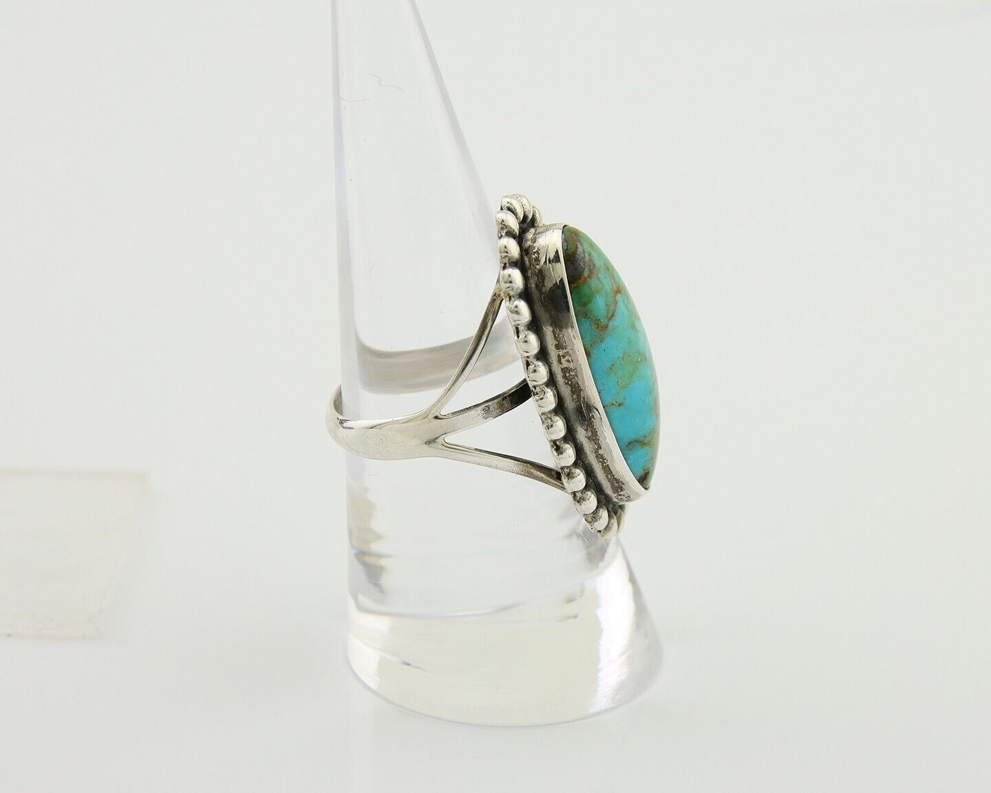 Navajo Shield Ring 925 Silver Arizona Turquoise Native Artist C.80's