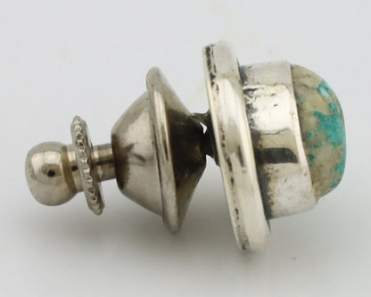 Navajo Tie Tack 925 Silver Natural Mined Turquoise Native American Artist C.80's