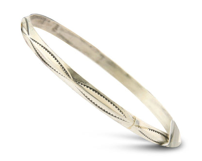 Navajo Bangle Bracelet 925 Silver Hand Stamped Triangle Native Artist C.80's