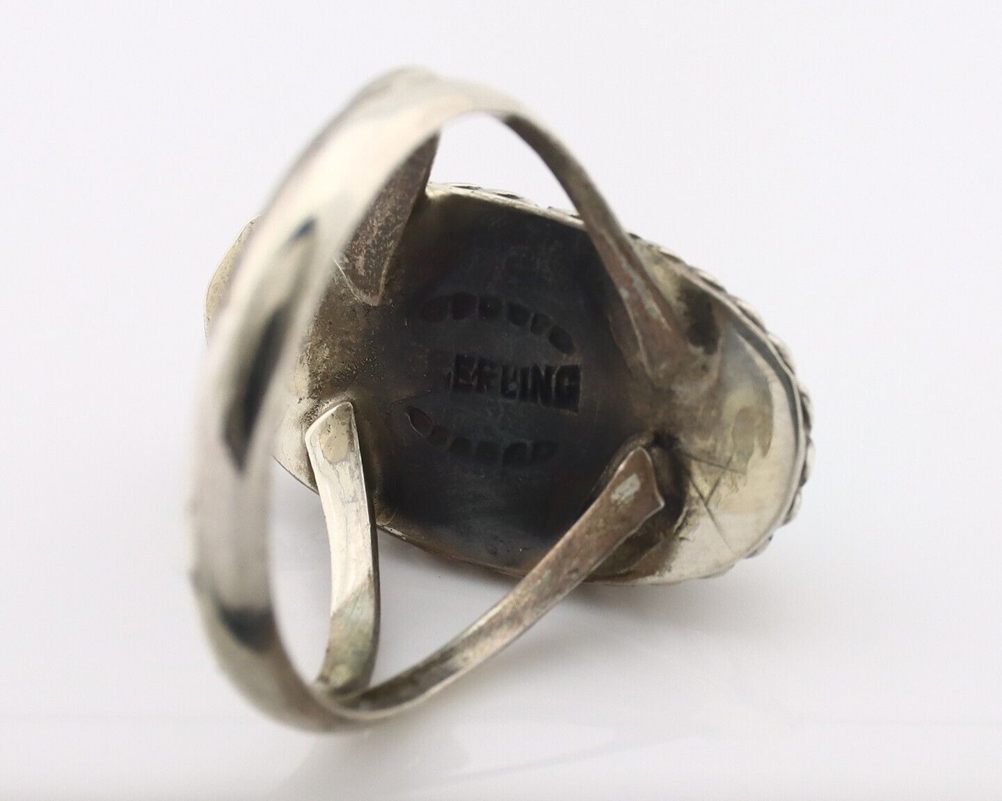 Navajo Ring .925 Silver Natural Kingman Turquoise Native American Artist C.80's
