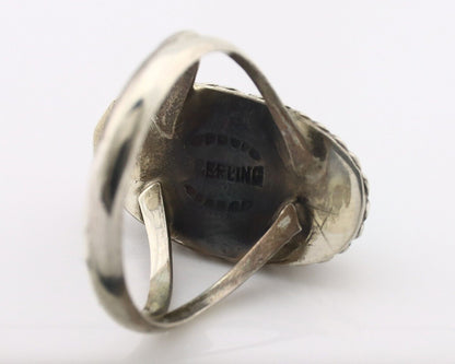 Navajo Ring .925 Silver Natural Kingman Turquoise Native American Artist C.80's