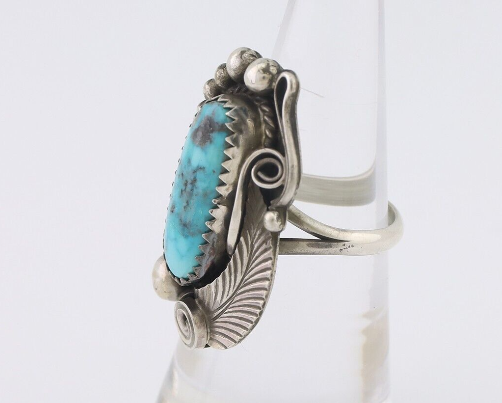 Navajo Ring 925 Silver Kingman Turquoise Native American Artist C.80's