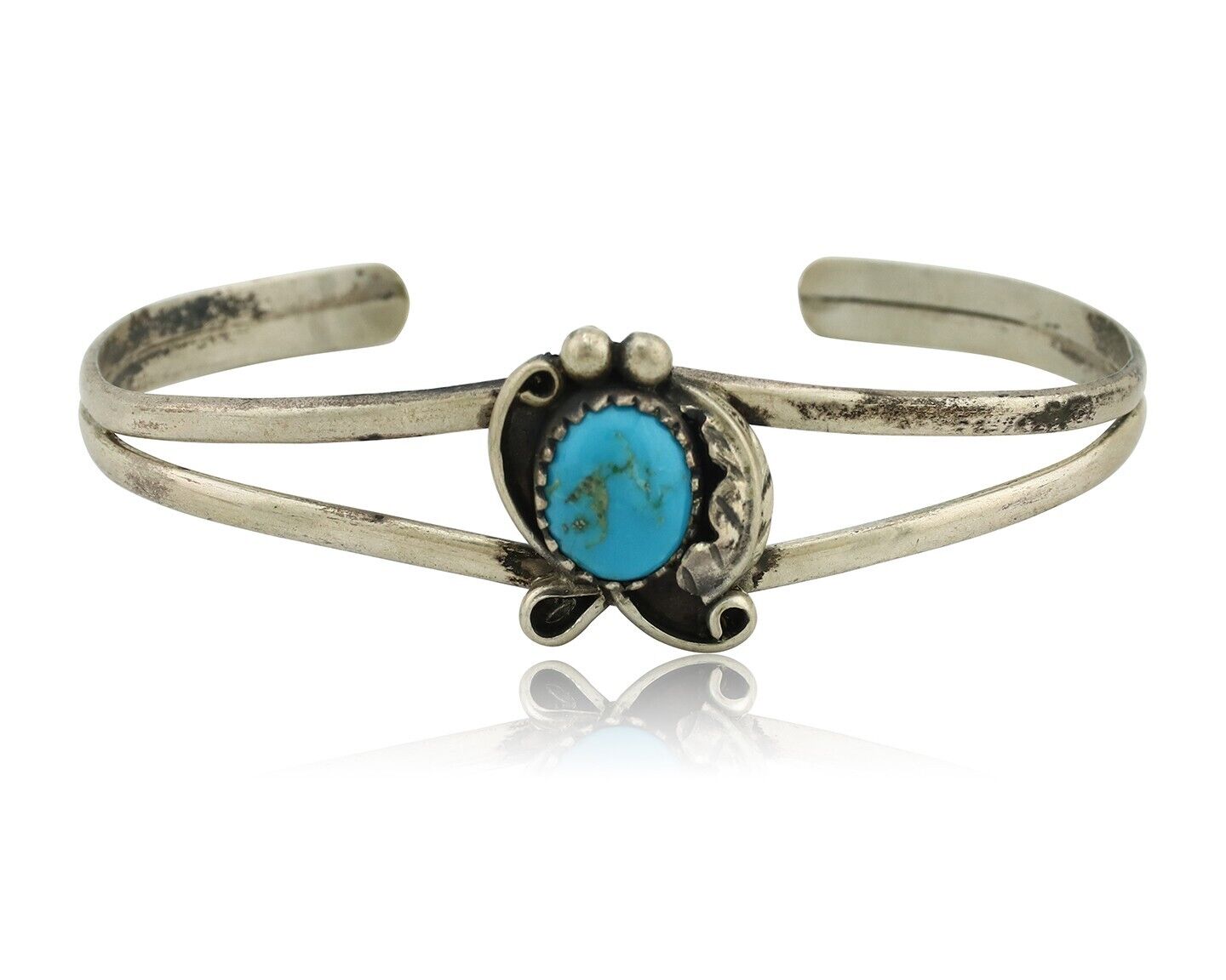 Navajo Slave Bracelet 925 Silver Arizona Turquoise Native American Artist C.80's