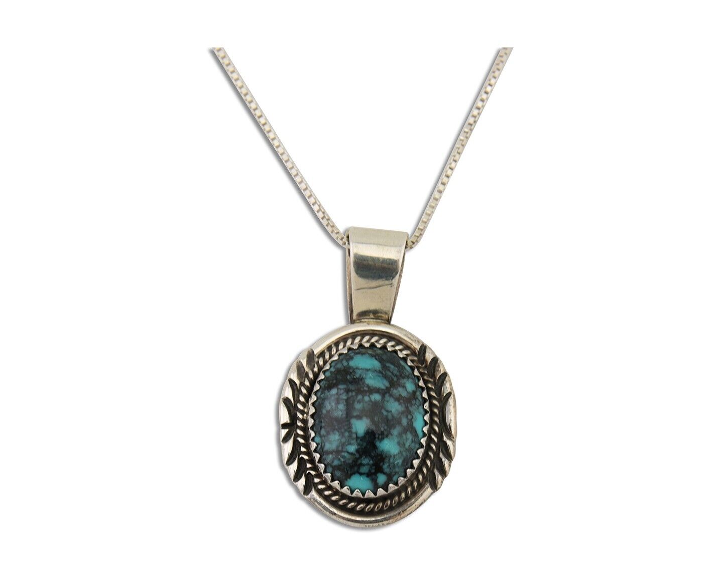 Navajo Necklace 925 Silver Natural Blue Turquoise Artist Signed Begay C.80s