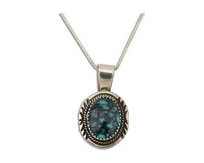 Navajo Necklace 925 Silver Natural Blue Turquoise Artist Signed Begay C.80s